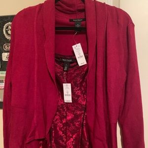 WHBM Satin Corset Tank & Open Front Cardigan - NWT